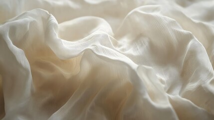 Poster - Soft, Flowing Cream Fabric with Delicate Texture Perfect for Fashion and Interior Design, Creating an Ethereal and Elegant Atmosphere in Any Setting