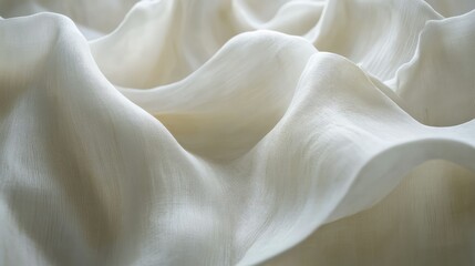 Poster - Soft and Flowing Fabric, Delicate Cream Texture with Gentle Waves, Perfect for Backdrops, Fashion Shots, and Interior Design Inspirations
