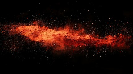 Poster - Vibrant Red Powder Explosion on Black Background Capturing the Dynamic Motion and Energy of Color in Artistic Composition for Creative Projects