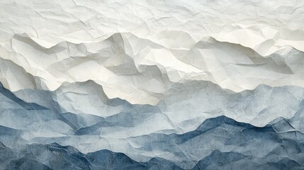Poster - Abstract Texture Featuring Layered Paper Mountains in Soft Blues and Whites, Perfect for Backgrounds in Design Projects and Artistic Creations