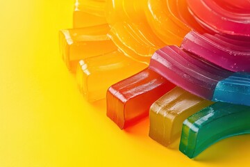 Poster - Brightly colored gel candies arranged in a vibrant pattern on a sunny background