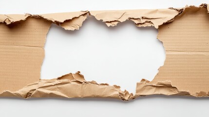 Poster - Torn cardboard piece with jagged edges revealing blank space for text or design, ideal for packaging, crafts, or creative projects in various industries.