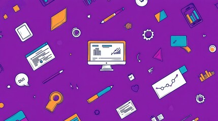 Poster - Abstract Design, Workspace, Digital Tools, Data Visualization, Background