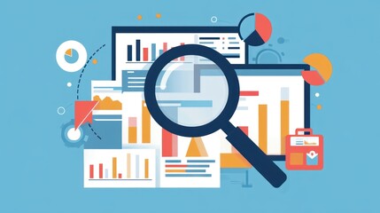 Poster - Business data analysis with magnifying glass