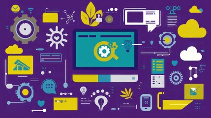 Poster - Modern tech interface with icons, web design, innovation