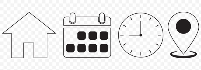 Poster - Address. time, and date icon vector. Event elements. EPS 10.
