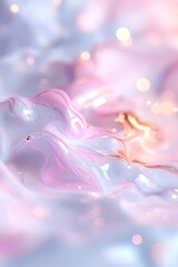Poster - Softly glowing pastel colors blend together in a dynamic liquid flow, creating a high-end, ultra-modern background. Perfect for showcasing innovative content with elegance