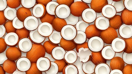   A lot of orange and white objects, arranged in the shape of numerous orange and white objects