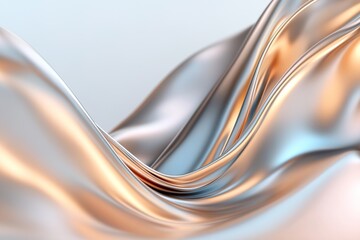 Poster - A captivating blend of liquid chrome featuring smooth pastel gradient reflections and flowing metallic textures
