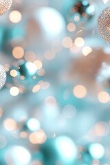 Poster - Featuring a pastel teal-to-baby-blue gradient, this luxurious abstract background exudes a dreamy feel with luminous light particles and soft focus depth, perfect for text overlays