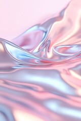 Poster - This background features flowing metallic textures in a futuristic liquid chrome style, characterized by soft pastel gradient reflections. It offers ample space for creative text