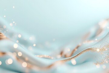 Poster - A dreamy abstract background showcases a smooth teal-to-baby-blue gradient adorned with floating luminous particles