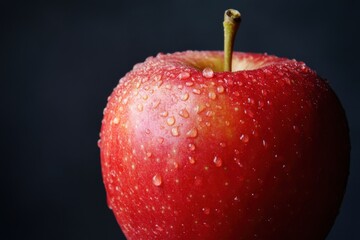 Aufkleber - Close-up of a fresh red apple with water droplets highlighting its natural shine and texture