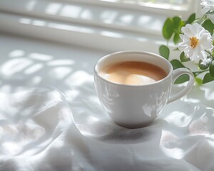 Poster - Morning coffee by window, sunlight