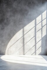 Poster - Moody concrete backdrop features a single spotlight casting soft shadows, creating a luxurious, industrial feel ideal for artistic presentations or modern interiors