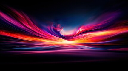 Poster -   A vibrant abstract artpiece on a deep black canvas with dynamic red, orange, and blue swirl patterns