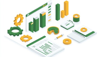 Poster - Abstract isometric business data visualization