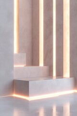 Poster - Featuring a spacious concrete environment, the design showcases geometric panel walls illuminated by soft ambient light, providing a moody and luxurious aesthetic perfect for creative presentations