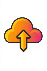 Poster - Upload icon with a cloud and arrow in vibrant gradient colors