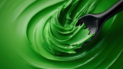 Poster -   Green swirl with black brush in center