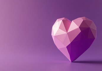 Poster - Geometric Heart Shape in Soft Pink and Purple Tones on a Gradual Color Background, Ideal for Romantic and Creative Themes in Digital Art and Design