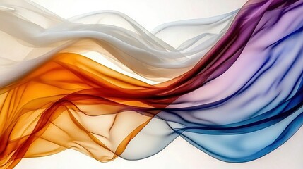 Poster -   A close-up image of multicolored smoke waves against a white backdrop and blue sky in the background