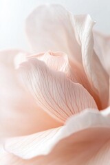 Poster - A soft pastel pink petal showcases intricate veining and an ethereal glow against a white background, creating a dreamy, elegant botanical elegance
