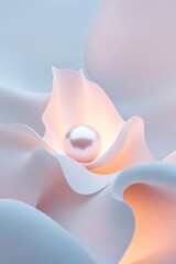 Poster - This artwork features a single glowing pearl floating between two abstract feminine silhouettes surrounded by soft pastel mist and gentle lighting. Ideal for Womens Day celebrations