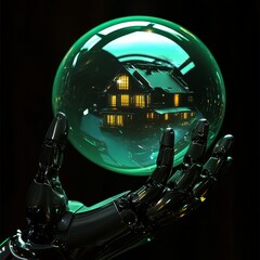 Poster - Robotic Hand Holding a House in a Bubble: A Vision of the Future of Real Estate and Technology 