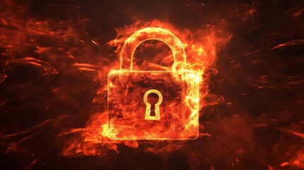 Leinwandbilder - A virtual padlock symbol floating in front of a digital background, representing online security.