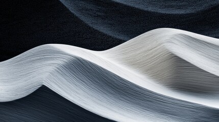 Poster - Abstract Art Waves in Grayscale Creating a Serene and Minimalist Composition, Dark and Light Tones
