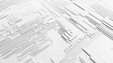Poster - Abstract white circuit board pattern, complex geometric shapes, digital design, technology background. Possible use Technology, science, innovation, computer, design, or digital concept stock image