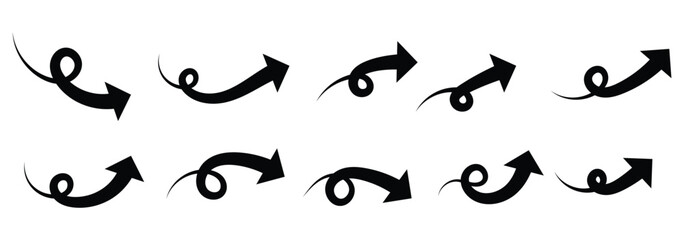 Curved arrow icons. Curved arrows set. Arrow symbol collection. Vector illustration, EPS 10.