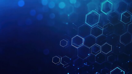 Poster - Abstract hexagonal network, dark blue background, digital design, graphic texture, for tech presentation