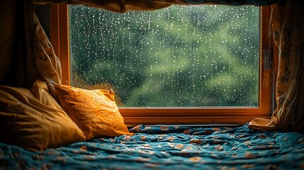 Poster - Rainy Day Window Seat View