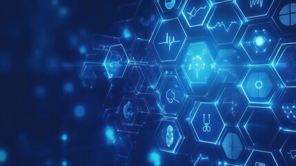 Poster - Medical technology icons, futuristic interface