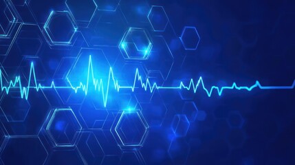Poster - Abstract medical graphic, heart rate monitor, futuristic technology background. Possible use Stock photo for medical, science, technology, or health related projects