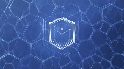 Poster - Abstract hexagons with graphic symbol, background design. Possible use for tech, innovation, or conceptual themes