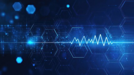 Poster - Abstract digital wave pattern on dark background, futuristic technology, potential for website or presentation use
