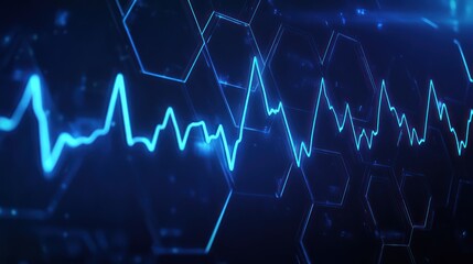 Poster - Abstract digital heartbeat graphic, futuristic display