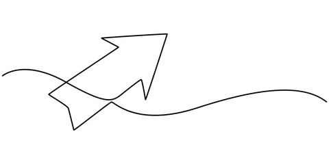 Fototapete - Arrow one line drawing, Arrow Symbol Continuous Line Icon, continuous line drawing of horizontal double arrow symbol. abstract line art illustration, arrow pointing, minimalist pro vector concept.