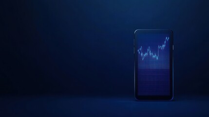 Poster - Dark background, smartphone with stock chart, technology, business