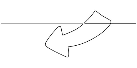 Fototapete - Arrow one line drawing, Arrow Symbol Continuous Line Icon, continuous line drawing of horizontal double arrow symbol. abstract line art illustration, arrow pointing, minimalist pro vector concept.