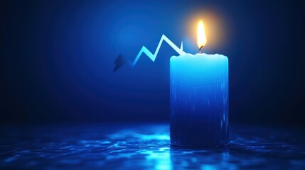 Poster - Blue candle with lightning graphic, dark background.  Possible use stock photo