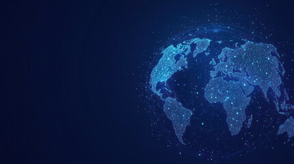 Poster - Abstract world map, digital globe, futuristic, technology, background, graphic design, visual, global