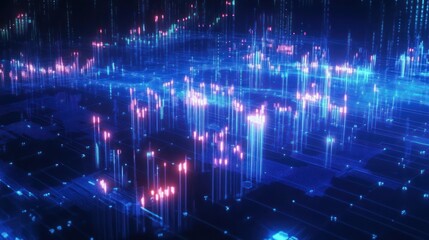 Poster - Futuristic city data network, glowing lines, abstract background