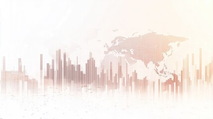 Poster - Global city skyline abstract with world map. Stock photo for business presentations