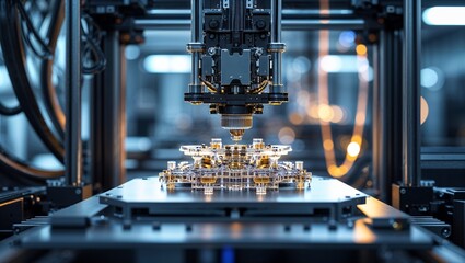Poster - Advanced manufacturing process in a high-tech facility showcasing intricate machinery at work