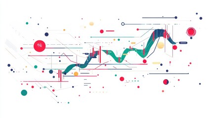 Poster - Abstract stock chart, colorful trends, abstract background