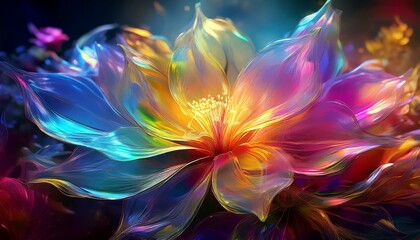 Wall Mural - colorful iridescent photo abstract flowers